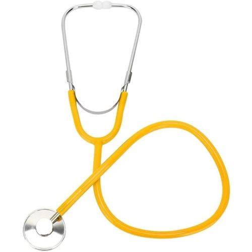Stethoscope – 22” Long Tubing, Lightweight Stethoscope with Aluminum Chestpiece – Single Head, Acoustic Sound Yellow Doctors, Nurses, Students, Medical and Home Use