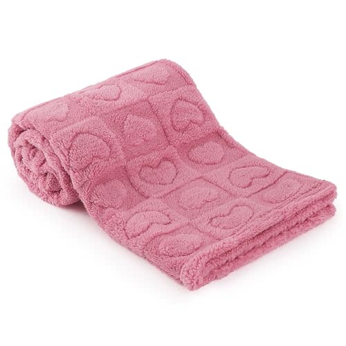 Plush Soft with Heart Checkered Baby Blanket,Fleece Infant Toddler Blankets for Girls Boys,Warm Lightweight Breathable Newborn Receiving Blankets for Crib Stroller 30"×39" (deep Pink, Heart)