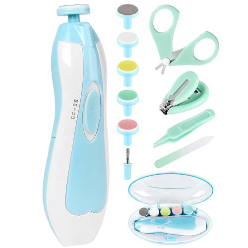 Baby Nail Trimmer Electric-12 in 1 Baby Nail Clippers Safe Baby Nail File Kit with a Nail Clipper, Scissor, Tweezers, and Nail Files