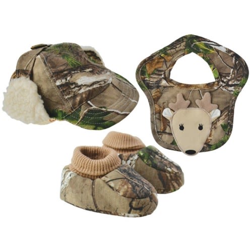 <span>Hunter</span> Infant Camo Booties, Hat, and Deer Bib Gift Set