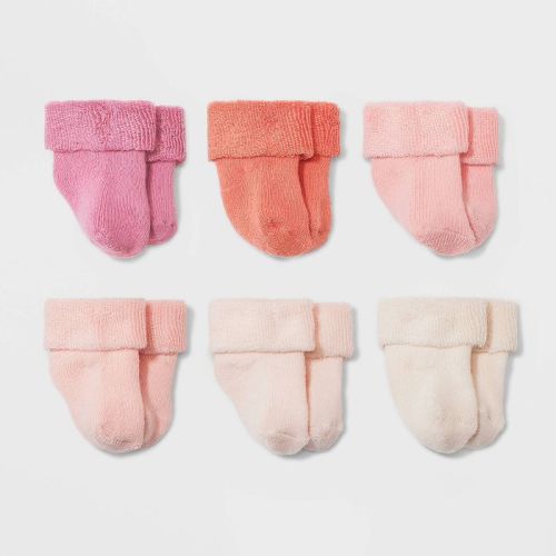 Baby 6pk Terry Bootie Socks - Cloud Island™ Pink, Size: 0-3M
