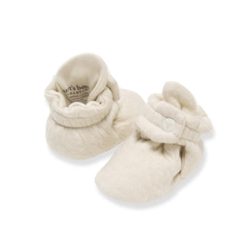 Organic Cotton Quilted Bee Baby Booties Oat