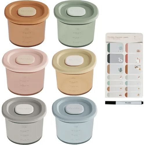 Moonkie Silicone Baby Food Containers | 4 oz Baby Food Storage Jars with Airtight Lids | Reusable Baby Food Jars, Freezer,Microwave and Dishwasher Safe, Perfect for Infant & Toddler