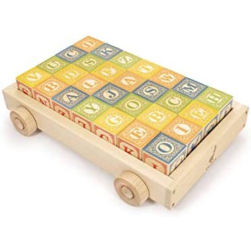 Uncle Goose Classic ABC Blocks with Wagon - Made in The USA
