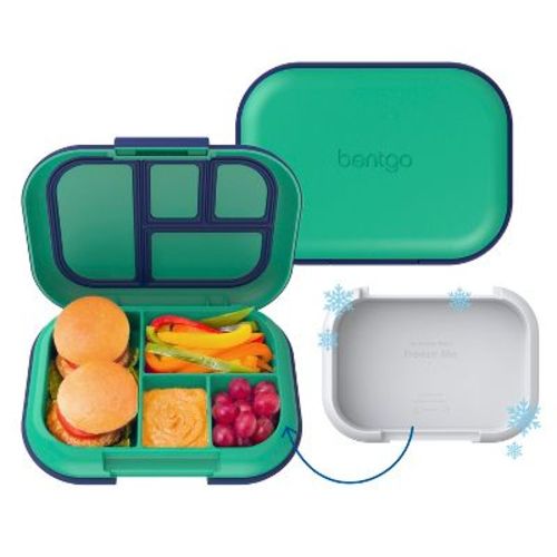 Bentgo Kids' Chill Lunch Box, Bento-Style Solution, 4 Compartments & Removable Ice Pack - Green/Navy