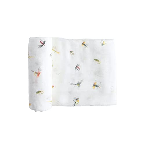 Little Unicorn  Gone Fishing Deluxe Swaddle | Single | 100% Rayon Muslin from Bamboo | Super Soft | Newborns and Infants | Large 47 x 47 | Machine Washable