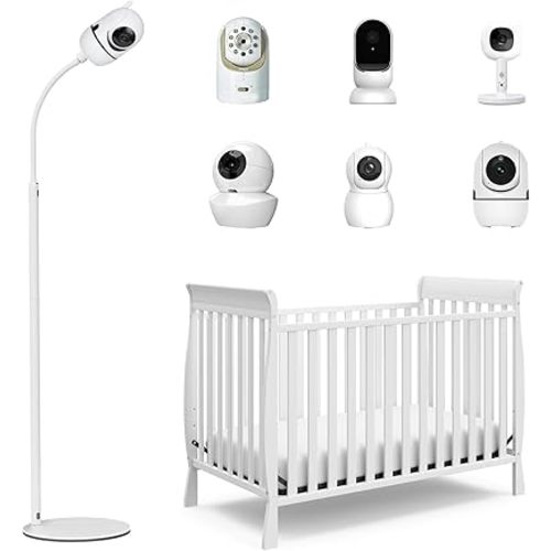 Universal Floor Stand for Infant Optics, Babysense, Nanit Pro, Hellobaby HB6550 HB65/HB66/HB248 Baby Monitor, Gooseneck Swivel Holder Mount with 68.8" Adjustable Height and Stable Base