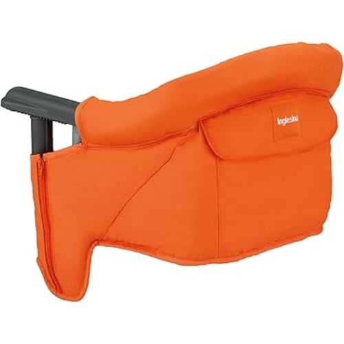Inglesina Fast Table Chair, Orange - Portable Baby High Chair - for Babies & Toddlers 6-36 Months - Collapsible Design - Fits Tables 0.8'' to 3.5'' Thick - Compact & Easy to Use - Travel Bag Included