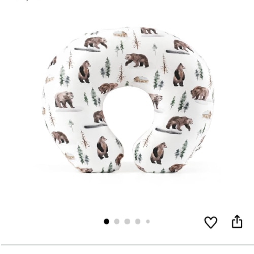 GRSSDER Nursing Pillow Cover Stretchy Minky Removable Nursing Covers for Breastfeeding Pillows, Ultra Soft Comfortable Slipcover for Baby Boy and Girls, Jungle Bear/Rainbow