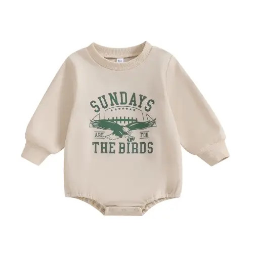Sundays Are for the Birds Sweatshirt Romper Oversized Bubble Romper Bodysuit
