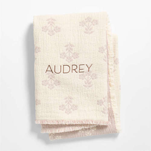 Flora Floral Matelasse Sunset Purple Organic Cotton Baby Stroller Blanket