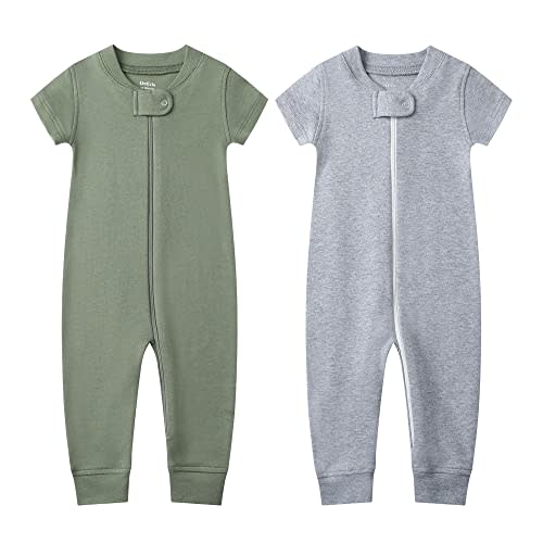 Owlivia Baby Boy Romper, Unisex Short-sleeve Summer Outfit, 100% Organic Cotton Girl One-Piece Jumpsuit