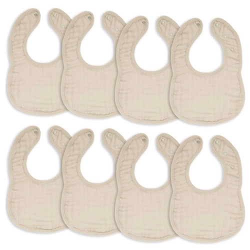 Muslin Cotton Baby Bibs, 8 Pack, Adjustable Size with Easy Snaps, Soft and Super Absorbent, Washable and Reusable By Comfy Cubs