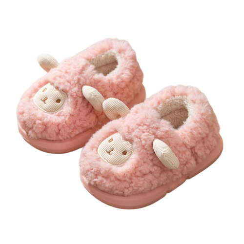 TBWNWG Girls Slippers Fuzzy Warm Indoor Shoes for Toddler Kids Soft Comfortable Winter Home Slides with Cute Sheep Design for Cozy Daily Wear,Sizes 12-18 Months