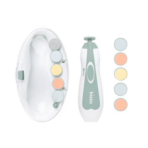 Bizzu Baby Electric Nail Trimmer Set with LED Light, 14-Piece Grooming Kit, 5 Speeds
