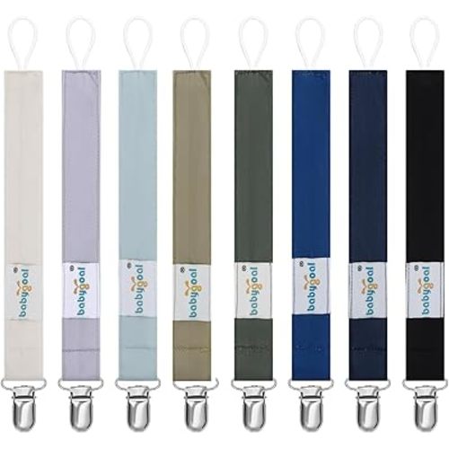 babygoal Baby Neutral Pacifier Clips, 8 Pack Binky Paci Holder Clips for Baby Boys and Girls Fits Most Pacifiers and Binkies 8MP45-B