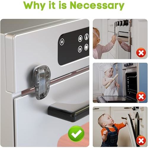 Clear-Black: SAFELON 1 Pcs Baby Safety Oven Door Lock, Double Button Oven Lock for Kitchen Safety (Clear-Black)