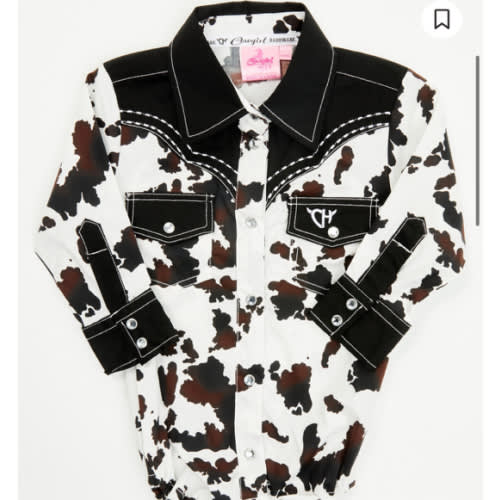 Cowgirl Hardware Infant Girls' Moody Cow Print Long Sleeve Snap Onesie | Boot Barn