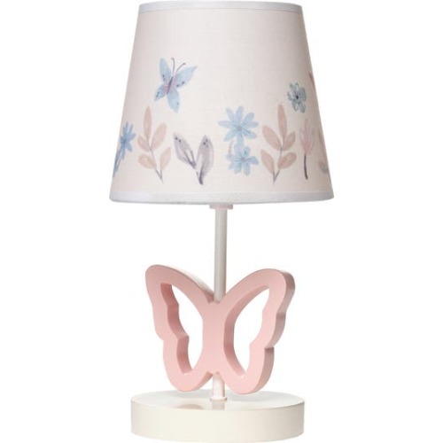 Baby Blooms Butterfly Nursery Lamp with Floral Shade & Bulb