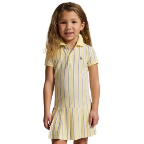 Girls' 2-6X Striped Oxford Mesh Polo Collar Dress