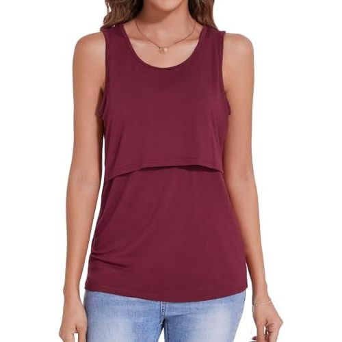 Sosolism Friendly Nursing Tops Summer Breastfeeding Tank Tops Women Sleeveless Casual Scoop Neck Pumping Shirts