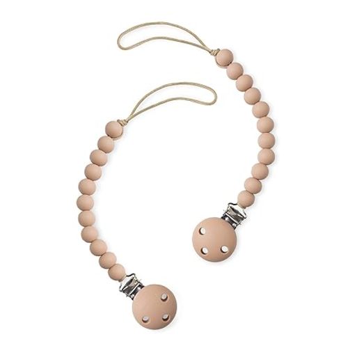 Comfy Cubs Pacifier Clips 2 Pack - 100% Food Grade Silicone Baby Pacifier Clips, BPA & PVC Free - CPSIA Certified, Lightweight and Flexible Baby Gifts - Beige & Light Beige
