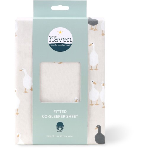 Little Haven Cotton Fitted Co-Sleeper Sheet - Goose