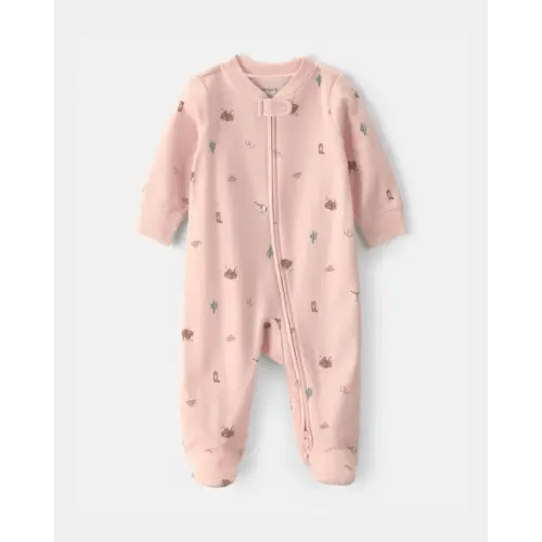 Baby Girl Western 100% Cotton 2-Way Zip Sleep & Play Pajamas - Pink | Carter's