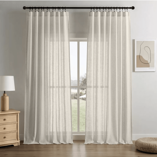 Joydeco 2pk Light Filtering Linen Blend Curtains with Back Tabs/Rod Pocket - 52" x 84" Oatmeal