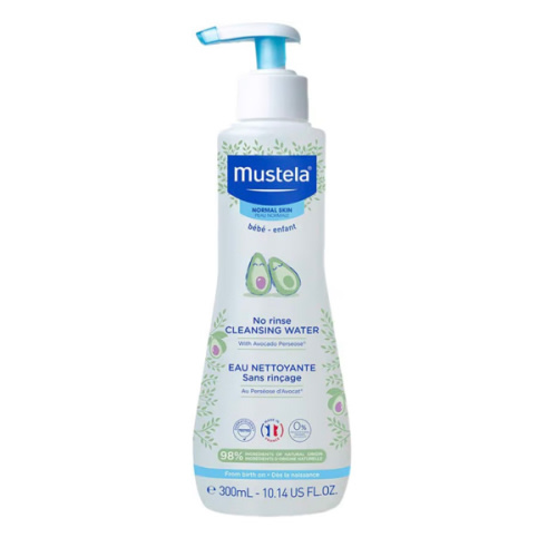 Mustela Baby Cleansing Water - No-Rinse Micellar Water - with Natural Avocado & Aloe Vera - for Baby's Face, Body & Diaper - 1 or 2-Pack - Various Sizes