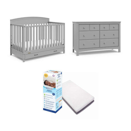Graco Benton 5-In-1 Convertible Crib With Drawer, Benton 6 Drawer Dresser, And Mattress Nursery Set & Reviews | Wayfair