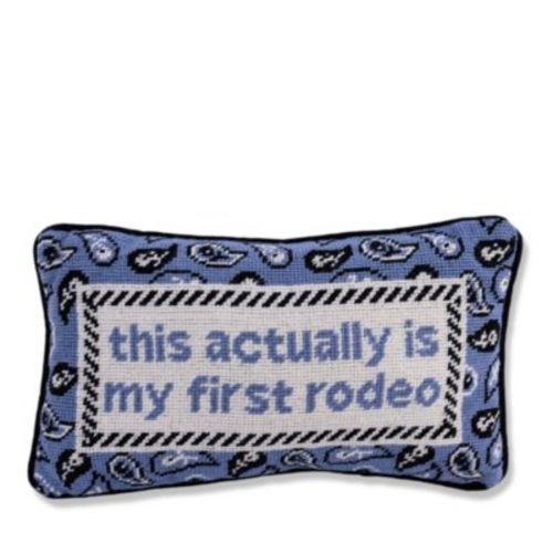 First Rodeo Needlepoint Pillow, 15" x 9"
