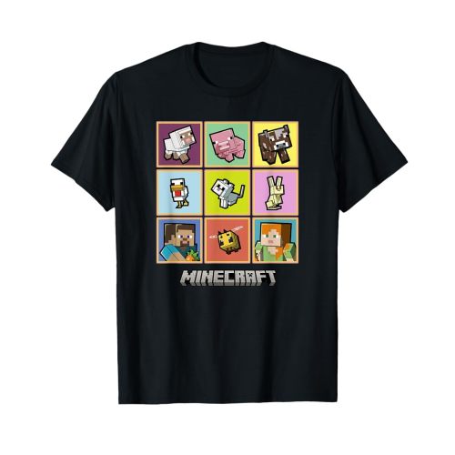 Minecraft Characters Group Shot Box Panels Mashup T-Shirt