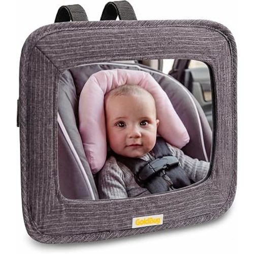 GoldBug Soft Sided Rear & Forward Facing Safety Mirror for Baby & Toddler - Shatter Resistant - Jumbo Baby Car Mirror