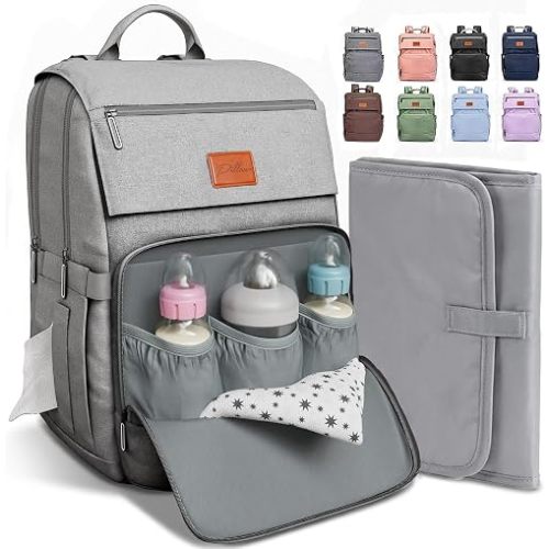 Baby Diaper Bag Backpack - Baby Bags for Boys & Girls, Large Waterproof Diaper Backpack - Baby Shower Gifts & Registry Must Haves - Travel Diaper Bags with Changing Pad & Back Zipper - Baby Boy Stuff