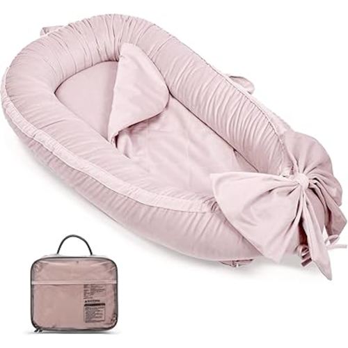 EAQ Baby Lounger, Snuggle Me Lounger, Portable Baby Nest Breathable & Soft, Organic Cotton Baby Lounger Pillow, Safe Baby Bassinet for Co-Sleeping, Nursery, Travel, Playtime