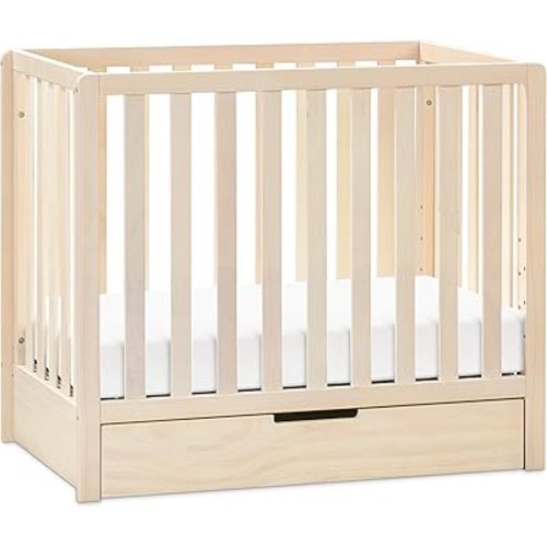Carter's by DaVinci Colby 4-in-1 Convertible Mini Crib with Trundle Drawer in Washed Natural, Greenguard Gold Certified, Undercrib Storage