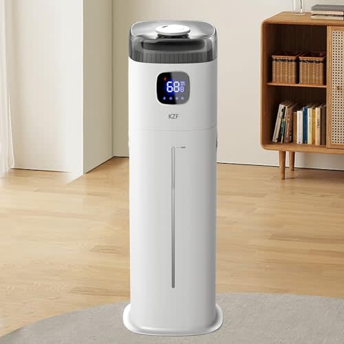 KZF Large Humidifier for Bedroom, 9L/2.5Gallon Ultrasonic Cool Mist Humidifier with Humidistat, 360°Nozzle, 350ML/H Big Mist Level, Suitable for Kids Room Livingroom Yoga Office Plant (White)