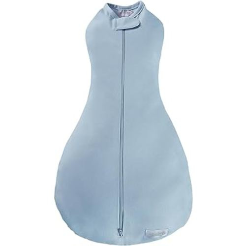 Woombie Simply Baby Swaddling Blanket I Soothing, Cotton Baby Swaddle I Wearable Baby Blanket, Blue Moon, 0-3 Months