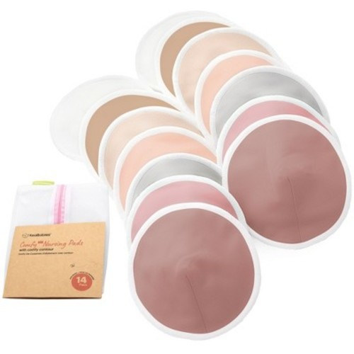 KeaBabies 14pk Organic Nursing Pads, Washable Breast Pads + Wash Bag, Breastfeeding Nipple Pads