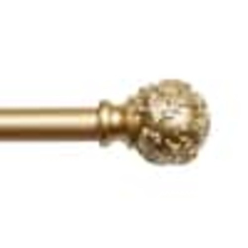 EXCLUSIVE HOME Vine 66 in. - 120 in. Adjustable 1 in. Single Curtain Rod Kit Gold with Finial RD013597DSEHB1 A150