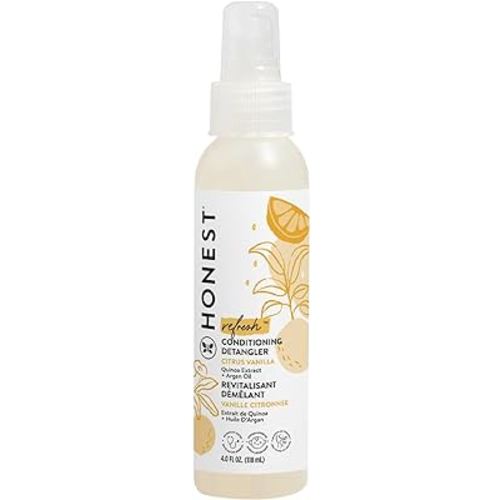 The Honest Company Conditioning Hair Detangler | Leave-in Conditioner + Fortifying Spray | Tear-free, Cruelty-Free, Hypoallergenic | Citrus Vanilla Refresh, 4 fl oz