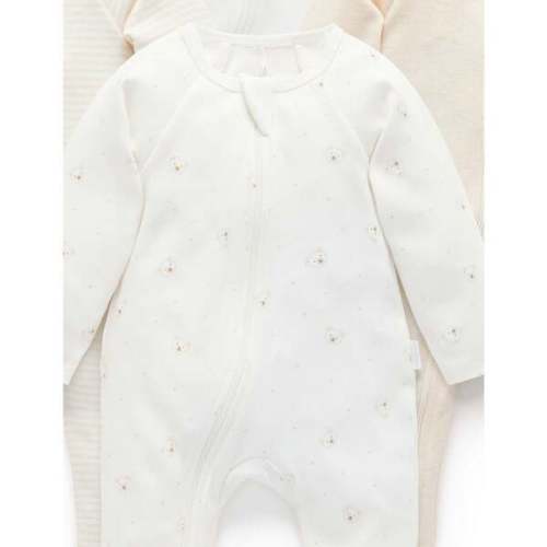 4 Pack Zip Footie Vanilla Bear Pack - Purebaby | Maisonette