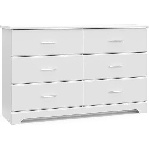 Storkcraft Brookside 6 Drawer Double Dresser (White) – GREENGUARD Gold Certified, Dresser For Nursery, Kids, Chest Of Drawers