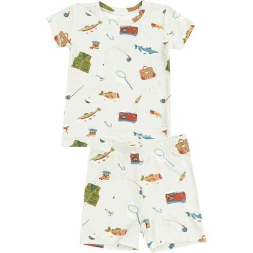 Loungewear Short Set, Fishing Things Green