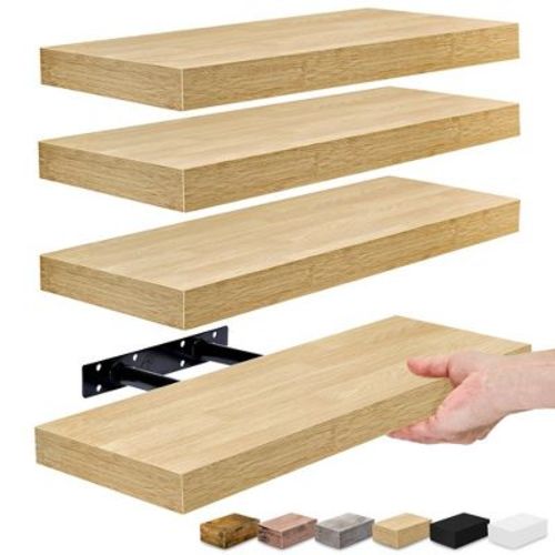 Sorbus 4 Pack Wall Mounted Floating Shelves - For Storage And Displaying Showpieces, Home Decor Items, And Other Prized Possessions (maple)