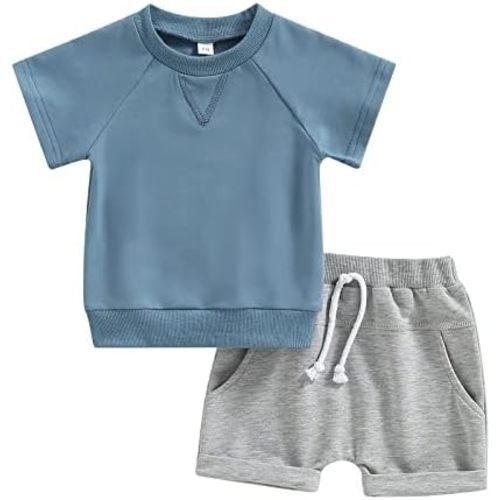 Toddler Baby Boy Girl Summer Clothes Checkerboard Print Short Sleeve T-Shirt Tee Tops Rolled Shorts Infant Outfits