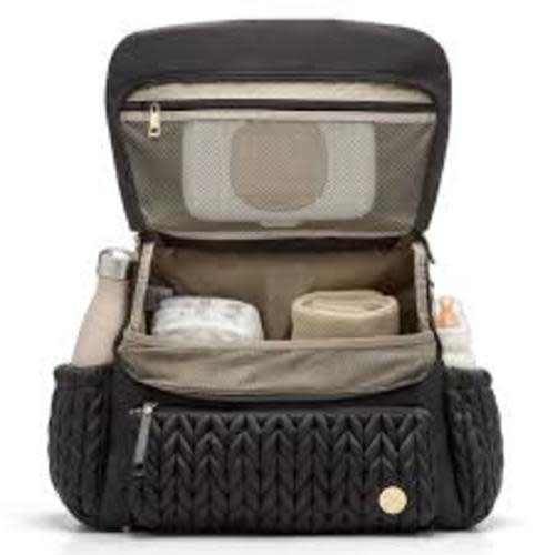 Levy Stylish Diaper Backpack - Black Herringbone