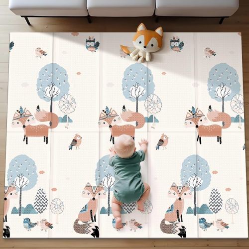 UANLAUO Foam Playmat for Babies Kids Play Mat, Foldable Baby Play Mats for Floor 71 x59 Playpen Mat, Infant Floor Mats - Reversible, Easy Storage and Travel, Waterproof Activity PlayMats for Toddlers