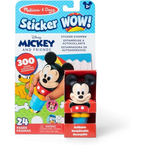 Melissa & Doug Sticker Wow!™ 24-Page Activity Pad and Sticker Stamper, 300 Stickers, Arts and Crafts Fidget Toy Collectible Character – Disney Mickey Mouse - for Kids Ages 3+ - FSC Certified